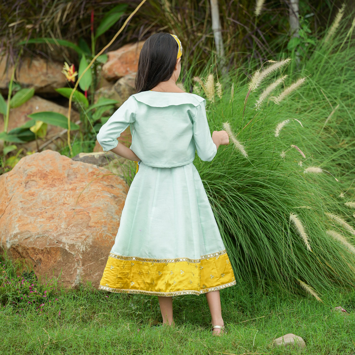 Sea green Skirt With jacket