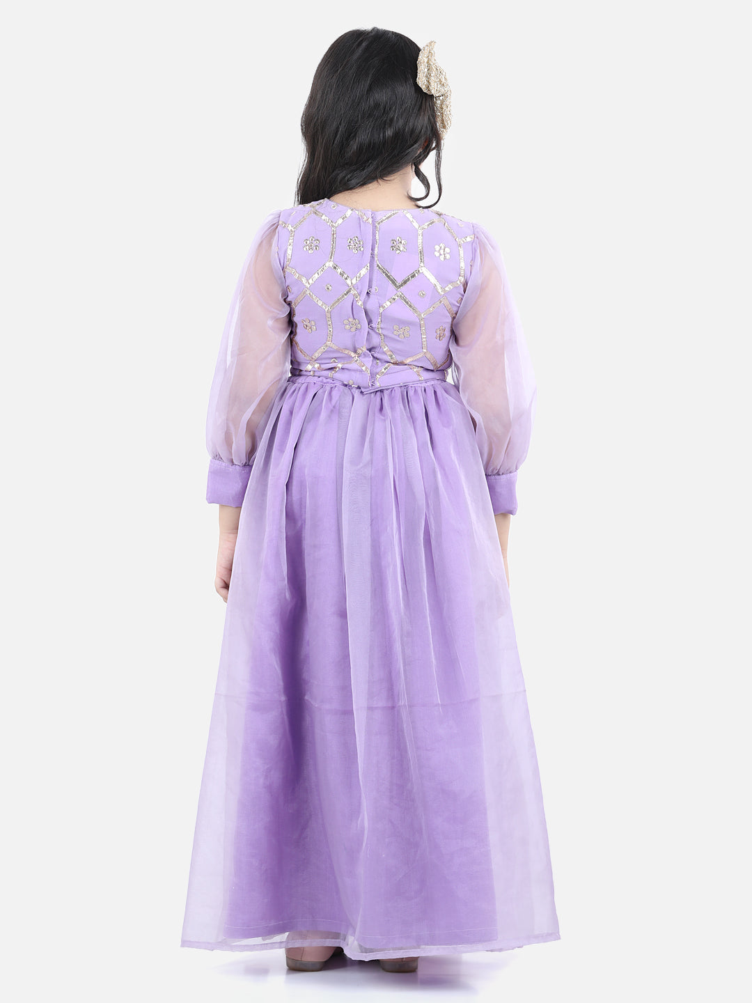 Girls Purple Ethnic Print Lehenga Choli Set