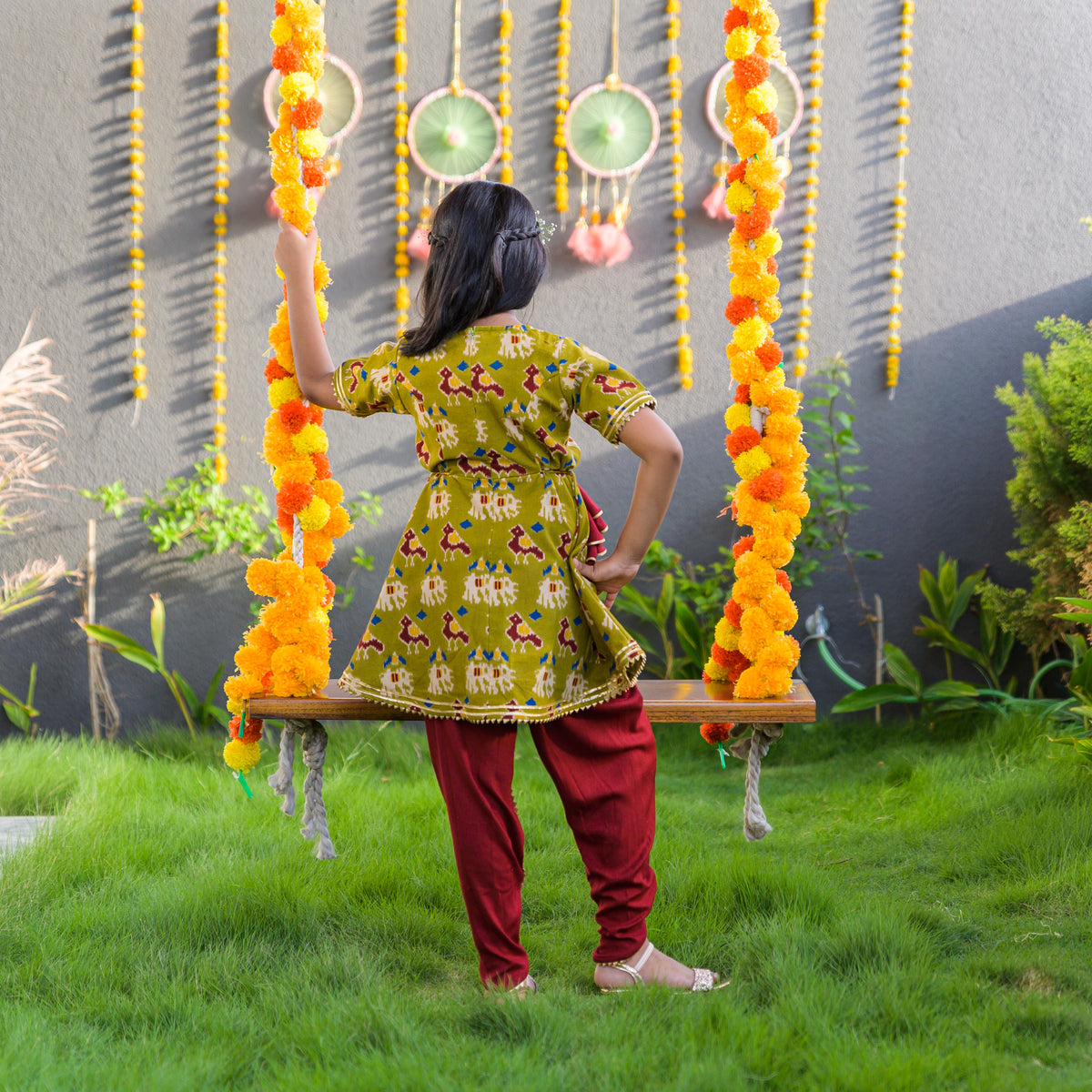 Green Kalamkari Kurta Dhoti Set