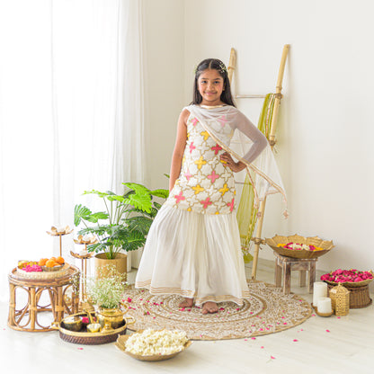 Make Peace With White Embroidered Kurta and Bottom Set
