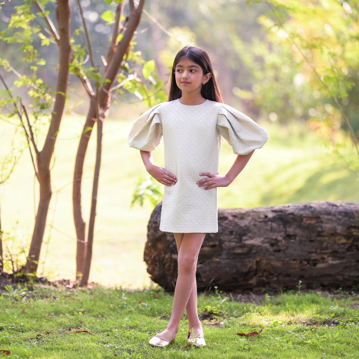 White Jacquard Dress