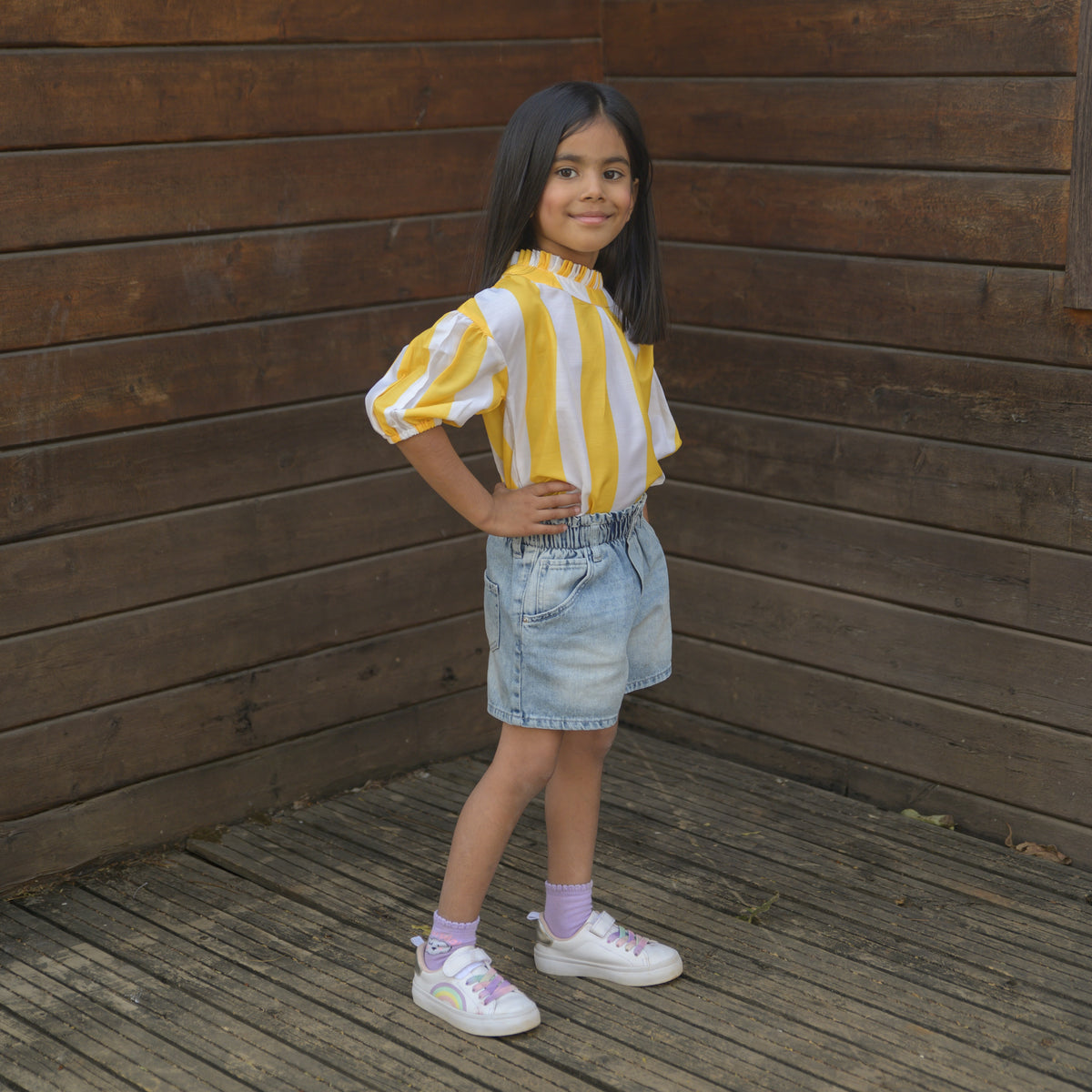 Yellow And White Stripes Top