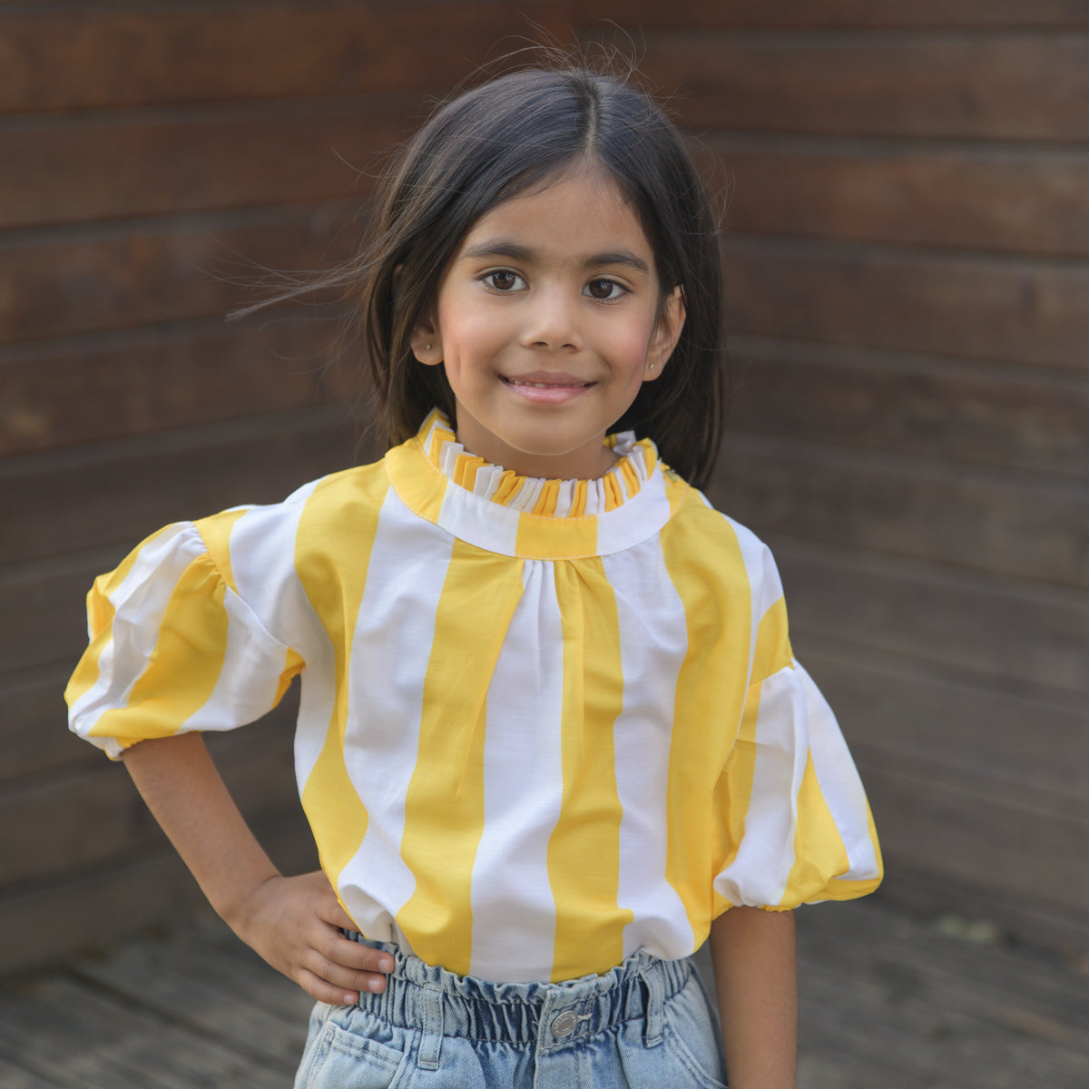 Yellow And White Stripes Top