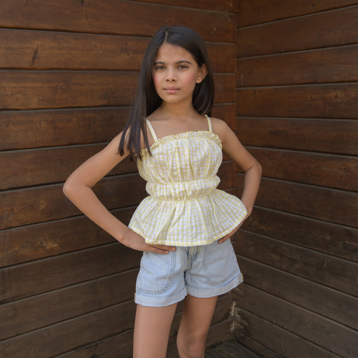 Crop Top Yellow and White