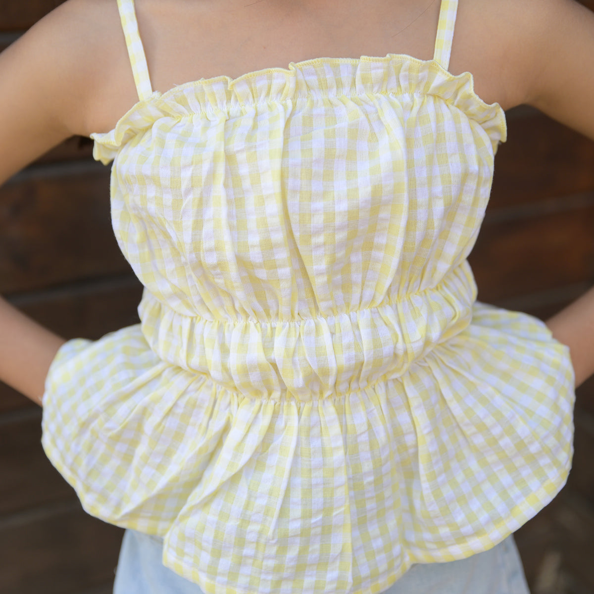 Crop Top Yellow and White