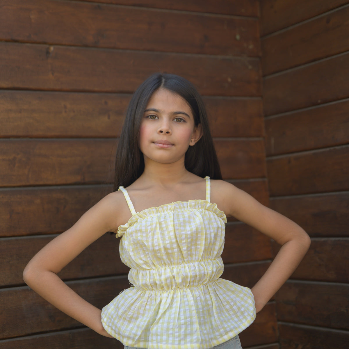 Crop Top Yellow and White